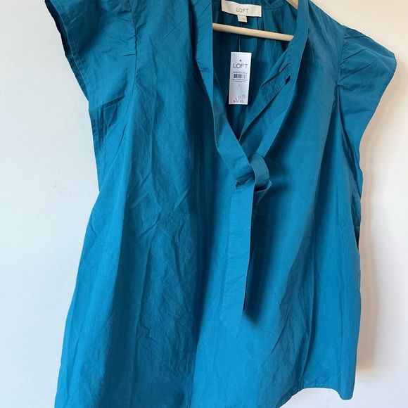 LOFT Tops - LOFT Deep Teal Blouse with Tie Front
